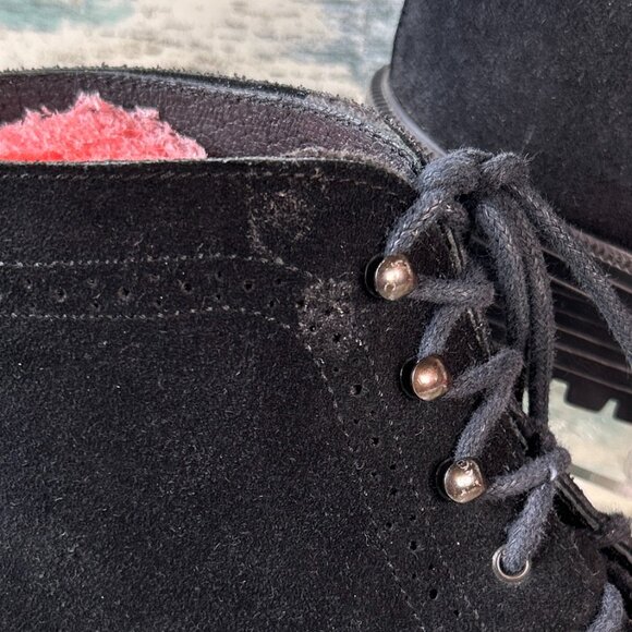 Eddie Bauer Vintage Ankle Boots Size 12M Black Suede Wingtip Lace Up Made In USA - Picture 8 of 14